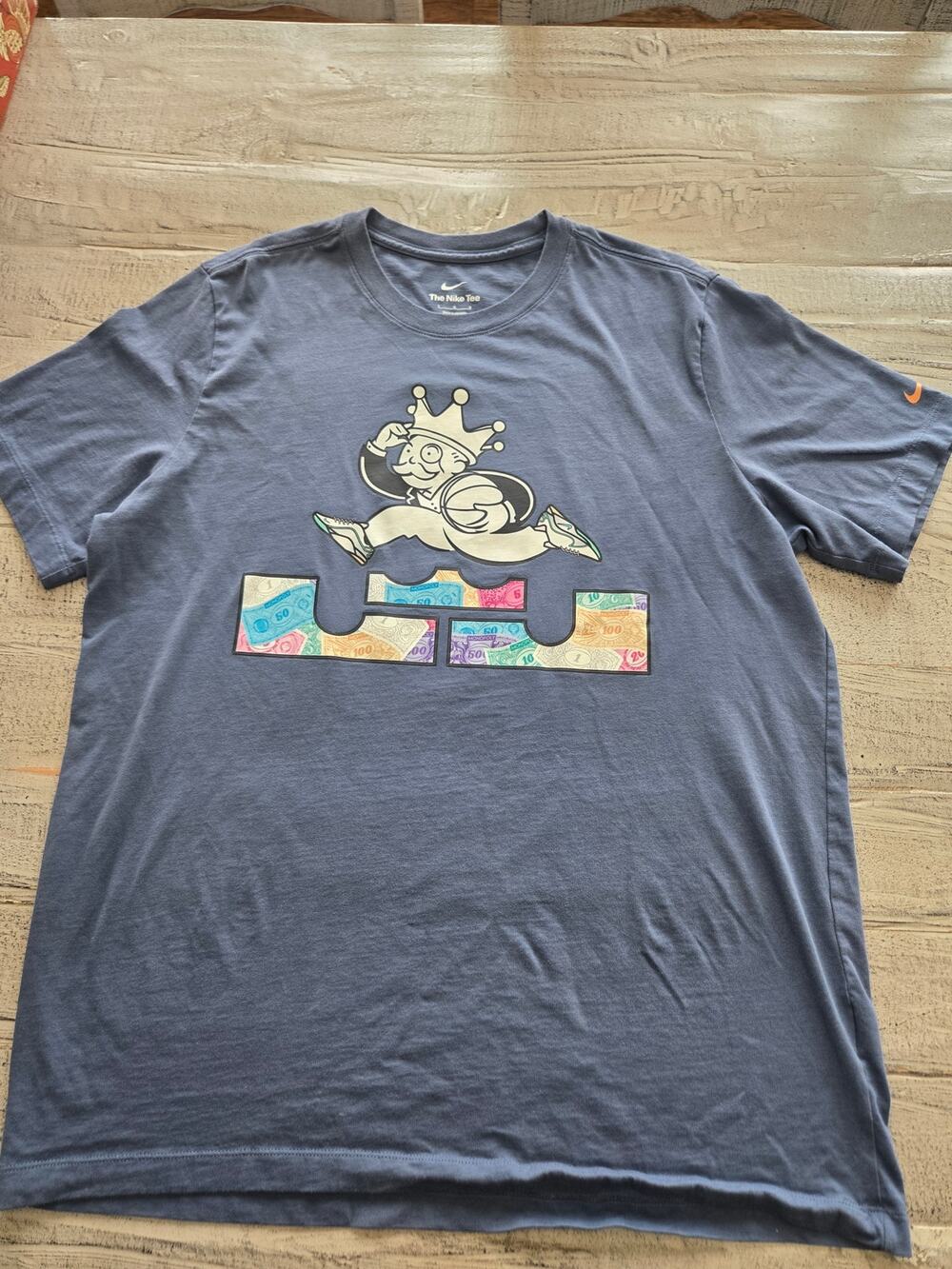 Nike LeBron James Monopoly T Shirt Mens Large Blue Basketball Graphic Tee